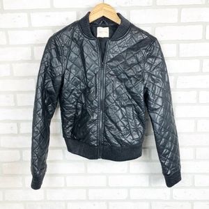 UO Silence + Noise Faux Leather Bomber Jacket SZ S